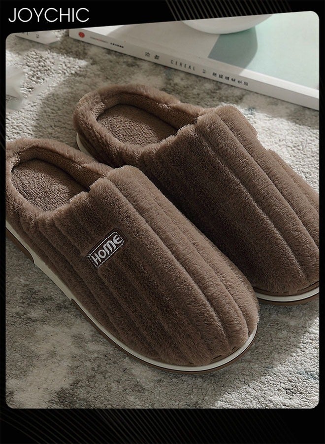 Joychic Classic Autumn and Winter Comfort Bedroom Non-slip Slipper Indoor Warm Home Shoes for Men Brown - Image 1