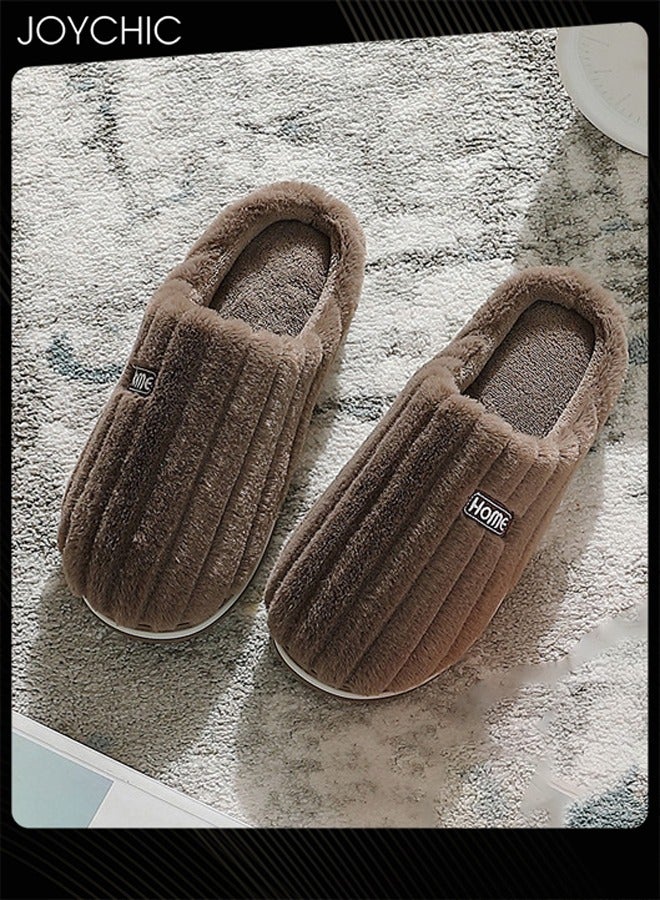 Joychic Classic Autumn and Winter Comfort Bedroom Non-slip Slipper Indoor Warm Home Shoes for Men Brown - Image 2