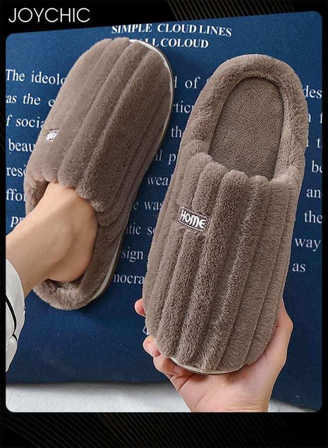 Joychic Classic Autumn and Winter Comfort Bedroom Non-slip Slipper Indoor Warm Home Shoes for Men Brown - Image 3