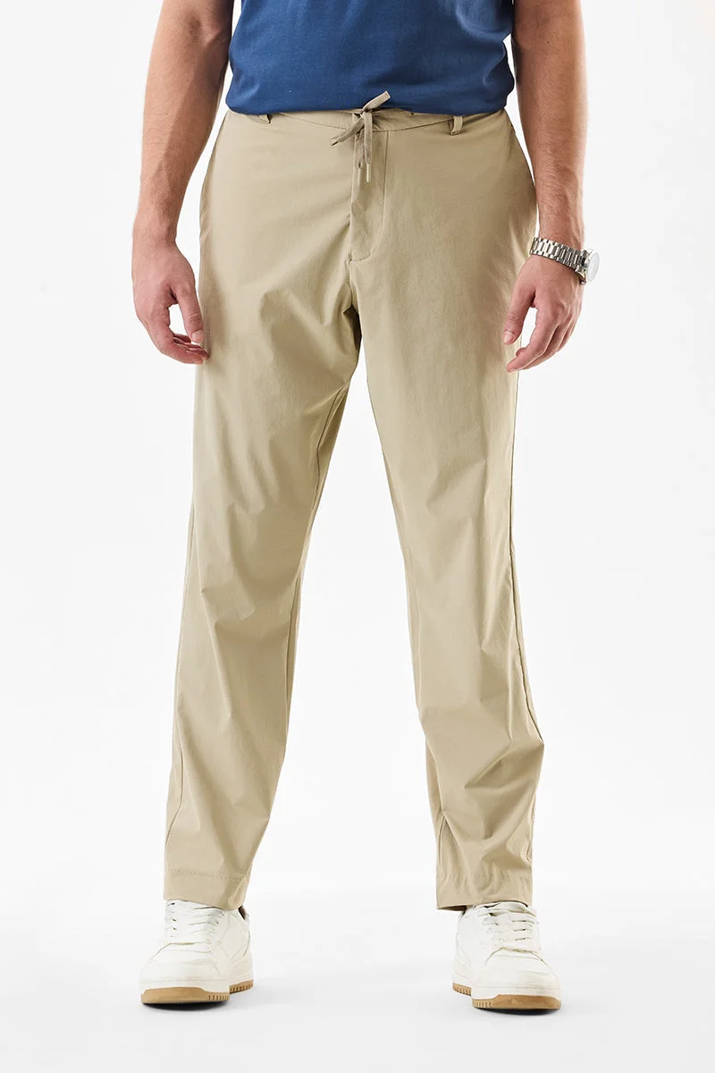 Snitch Beige Beige Stretch Trousers for Men | Best Price UAE
