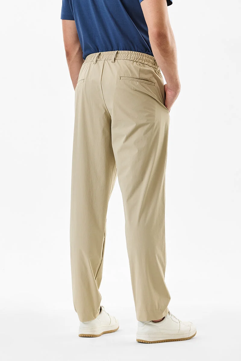Snitch Beige Beige Stretch Trousers for Men | Best Price UAE