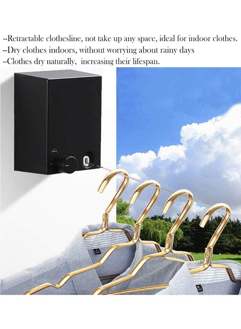 خط غسيل قابل للسحب قابل للتعديل مع هيكل ABS + ألومنيوم للاستخدام الداخلي والخارجي حبل من الفولاذ المقاوم للصدأ (لون أسود) - Image 3