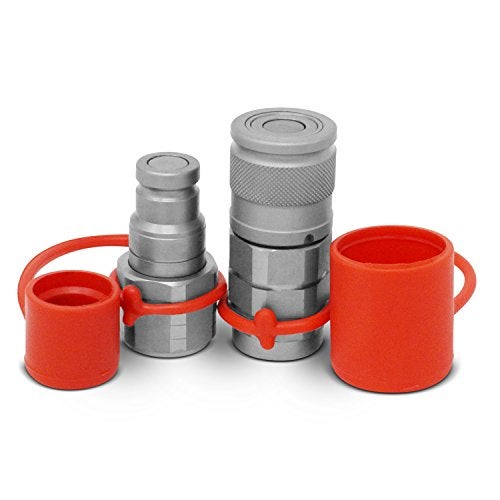 Summit Hydraulics 3/8" Flat Face Hydraulic Quick Connect Coupler Set w/Dust Caps, 3/8" NPT Thread - Image 1