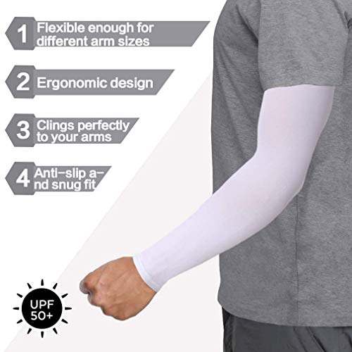 Feeke Arm Sleeves for Men and Women, Sleeve to Cover Arms for Men and Women, UV Protection Cooling 6-Pairs Anti-Slip Compression Sun Sleeves for Outdoor Sports Black+White+Grey - Image 4