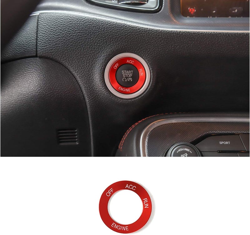 Keptrim Engine Start Stop Trim for 2010-2020 Dodge Challenger Charger RAM, for 2014 Durango Red Aluminum Alloy 1pc - Image 1