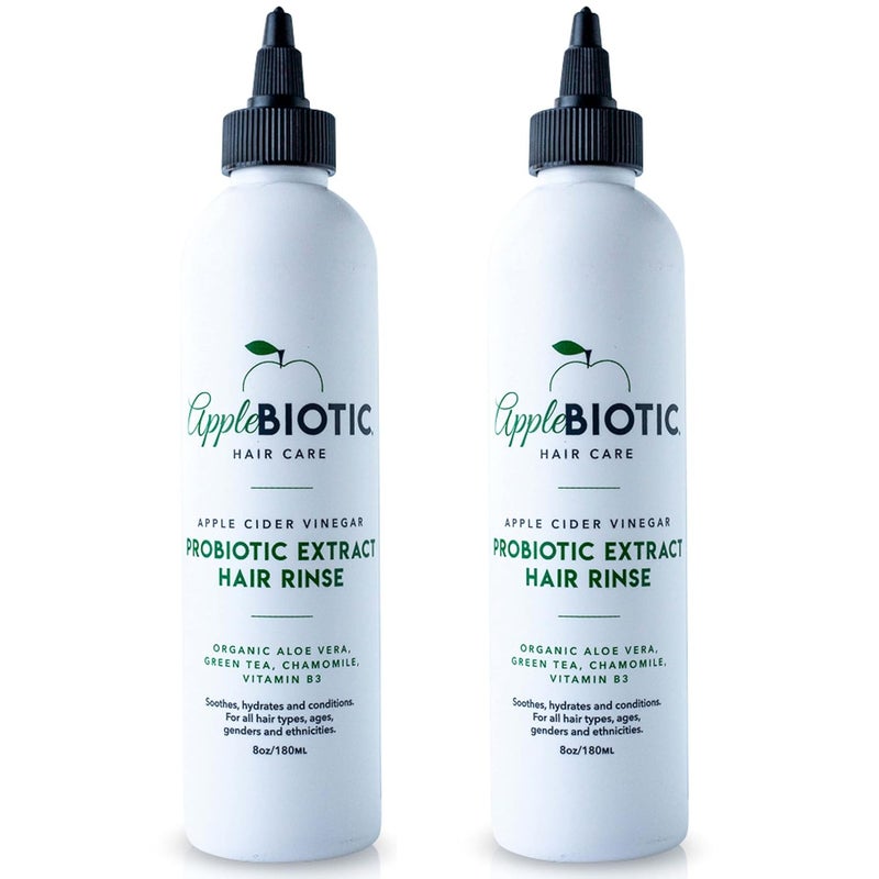 AppleBiotic Apple Cider Vinegar Hair Rinse 2PK  Scalp Cleanser  Scalp Buildup Remover Organic Aloe Vera Probiotic Extract Green Tea Sulfate Free Color Safe  Removes Product Buildup Boosts Softness Shine