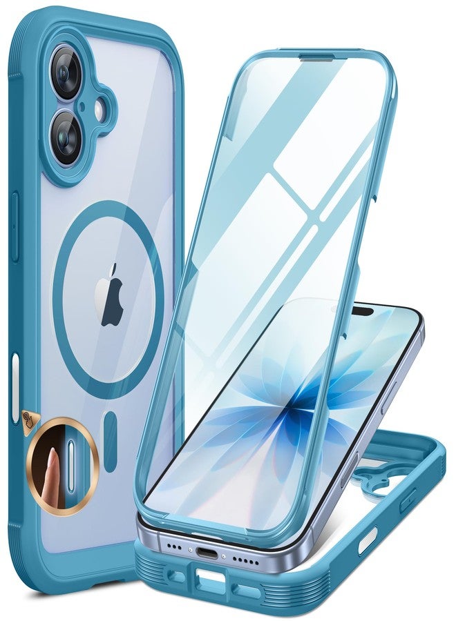 Miracase for iPhone 17 Case 6.3'', Full-Body Military Grade Drop Protection Outdoor Phone case with Built-in Glass Screen &Camera Control,Easy Installation,No Gap,Compatible with MagSafe,Blue - Image 1