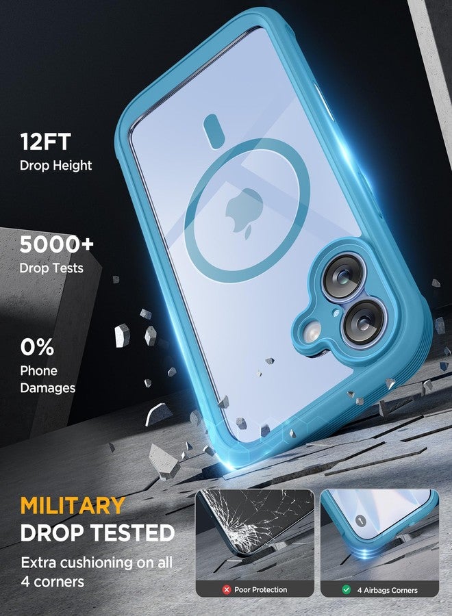 Miracase for iPhone 17 Case 6.3'', Full-Body Military Grade Drop Protection Outdoor Phone case with Built-in Glass Screen &Camera Control,Easy Installation,No Gap,Compatible with MagSafe,Blue - Image 4