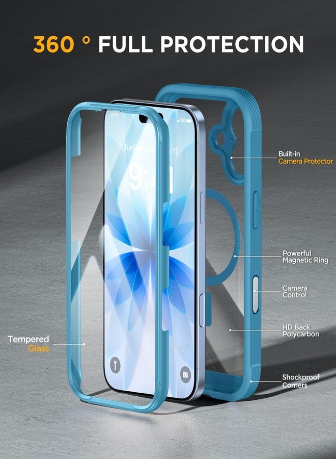 Miracase for iPhone 17 Case 6.3'', Full-Body Military Grade Drop Protection Outdoor Phone case with Built-in Glass Screen &Camera Control,Easy Installation,No Gap,Compatible with MagSafe,Blue - Image 2