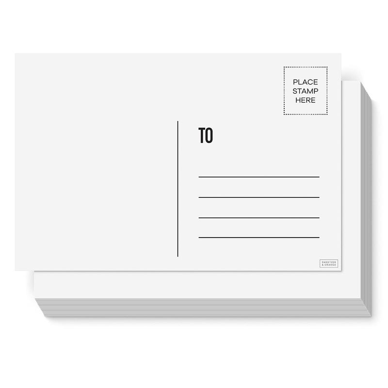 Sweetzer & Orange Blank Postcards for Mailing. 60 White 4x6 Empty Message sheets, Blank Mailable Slips Set. Make Your Own Printable Greeting Cards. 300gsm Note cards Paper Cardstock, Bulk Papers Pack - Image 1