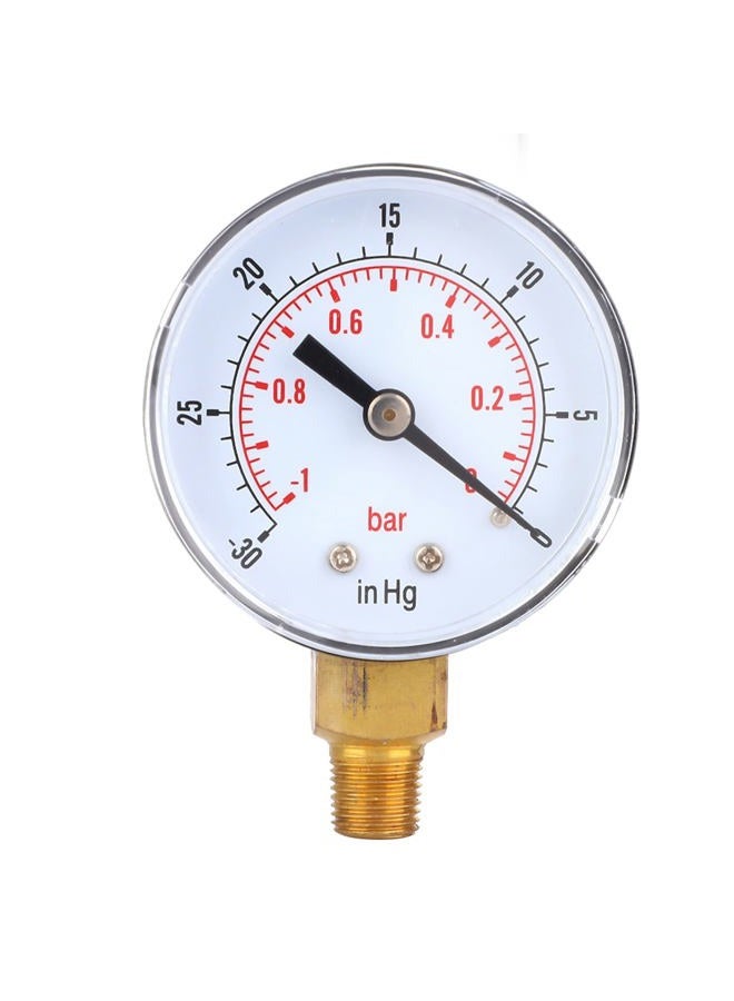 Hyuduo Vacuum Gauge, 50mm 1/8 BSPT Bottom Connection Pressure Gauge Product Size Approx 7.1x5.1x2.7cm for Air Compressor Water Oil Gas Outdoor - Image 1