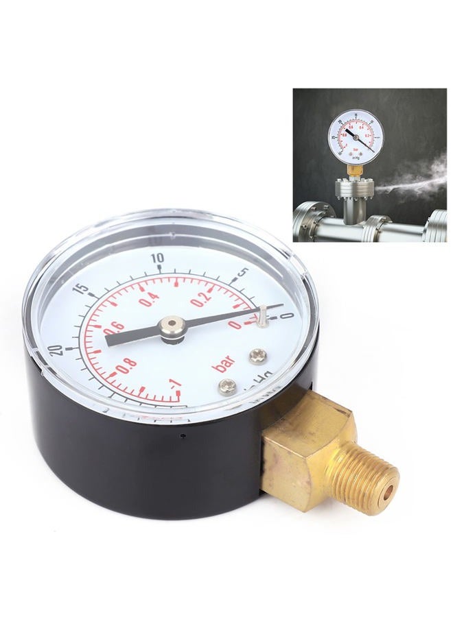 Hyuduo Vacuum Gauge, 50mm 1/8 BSPT Bottom Connection Pressure Gauge Product Size Approx 7.1x5.1x2.7cm for Air Compressor Water Oil Gas Outdoor - Image 3