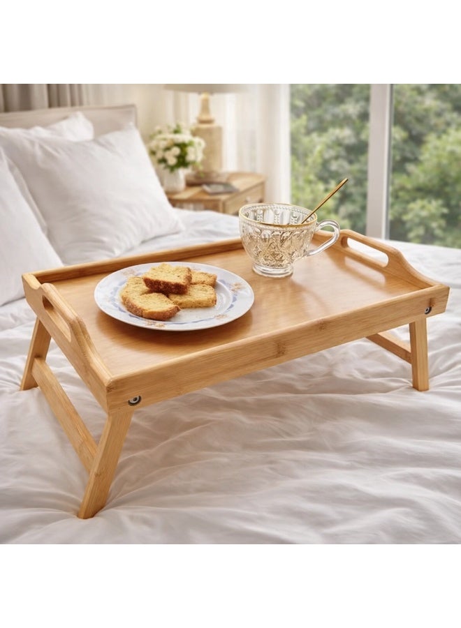 Bamboo Breakfast Bed Tray Table – Foldable Laptop & Food Serving Tray - Image 1