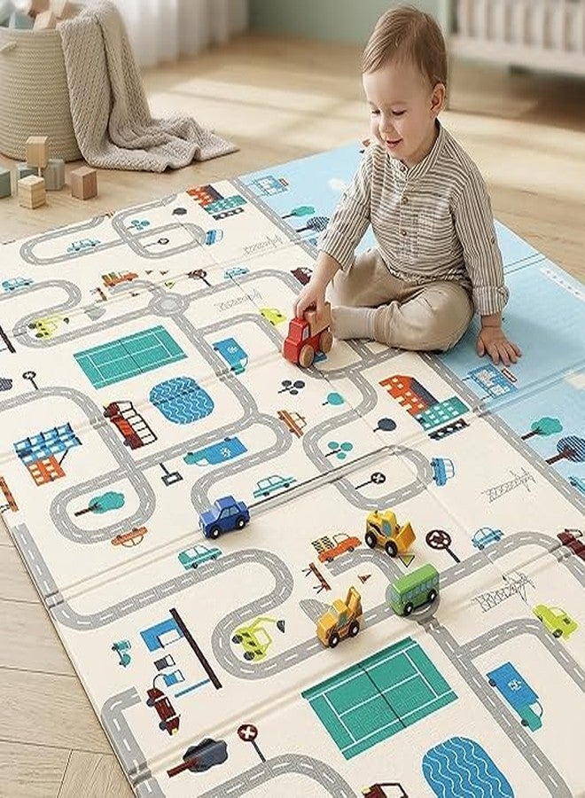 Metreno Reversible Baby Play Mat, BPA-Free XPE Foam, Bounce-Back Foam, Foldable Waterproof Crawling Mat, 6.5x4.5 ft, 6mm Thick, Soft, Safe, Portable Floor Mat for Babies & Toddlers,XL, Street Safari - Image 2