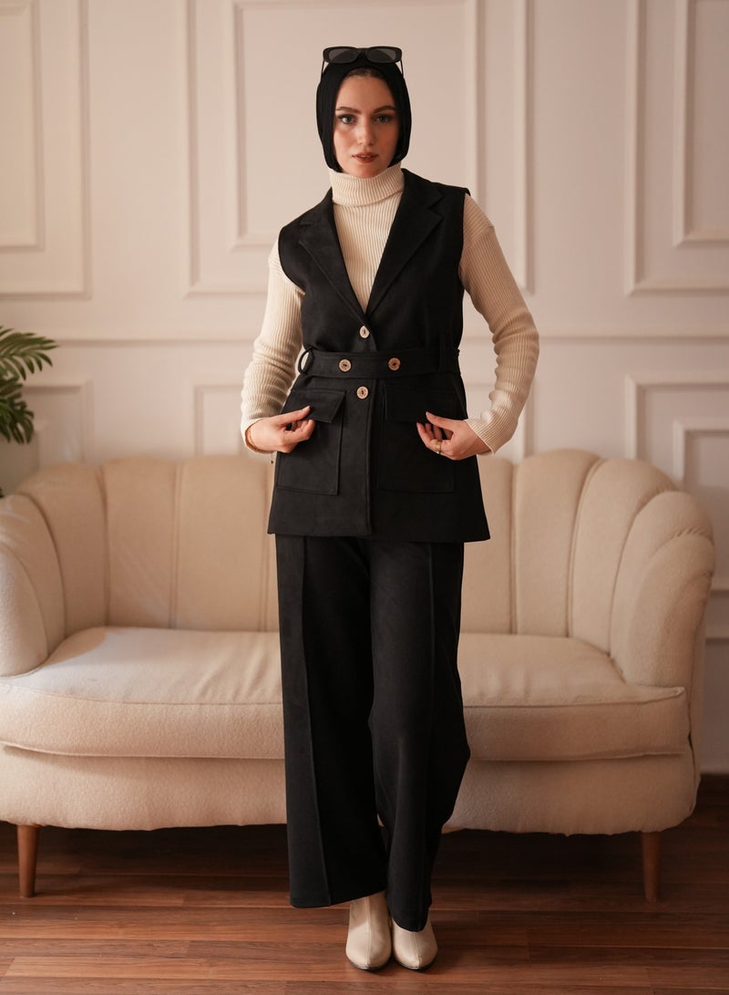 Black winter suit consisting of a vest, pants and belt, size 3XL (100 to 115 kg) - Image 1