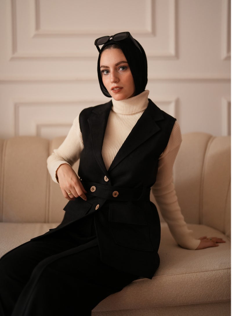 Black winter suit consisting of a vest, pants and belt, size 3XL (100 to 115 kg) - Image 2