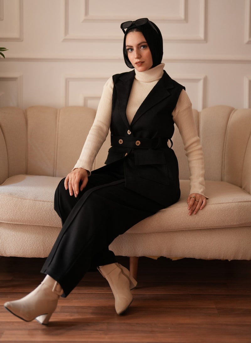 Black winter suit consisting of a vest, pants and belt, size 3XL (100 to 115 kg) - Image 5