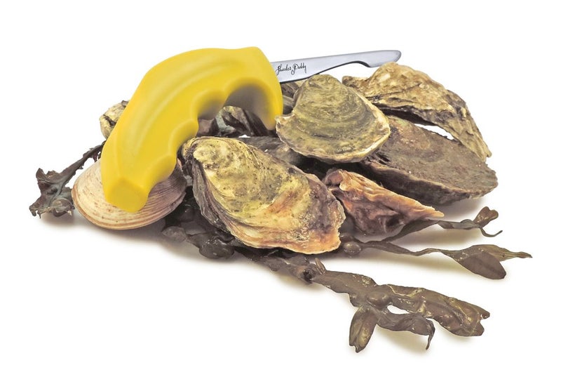 Swissmar Shucker Paddy Original Oyster Shucking Knife – Ergonomic Dual Axis Oyster Shucker Tool with 3" / 7.6 CM Stainless Steel Blade - Perfect for kitchen Collections – Non-Slip Handle, Yellow - Image 3