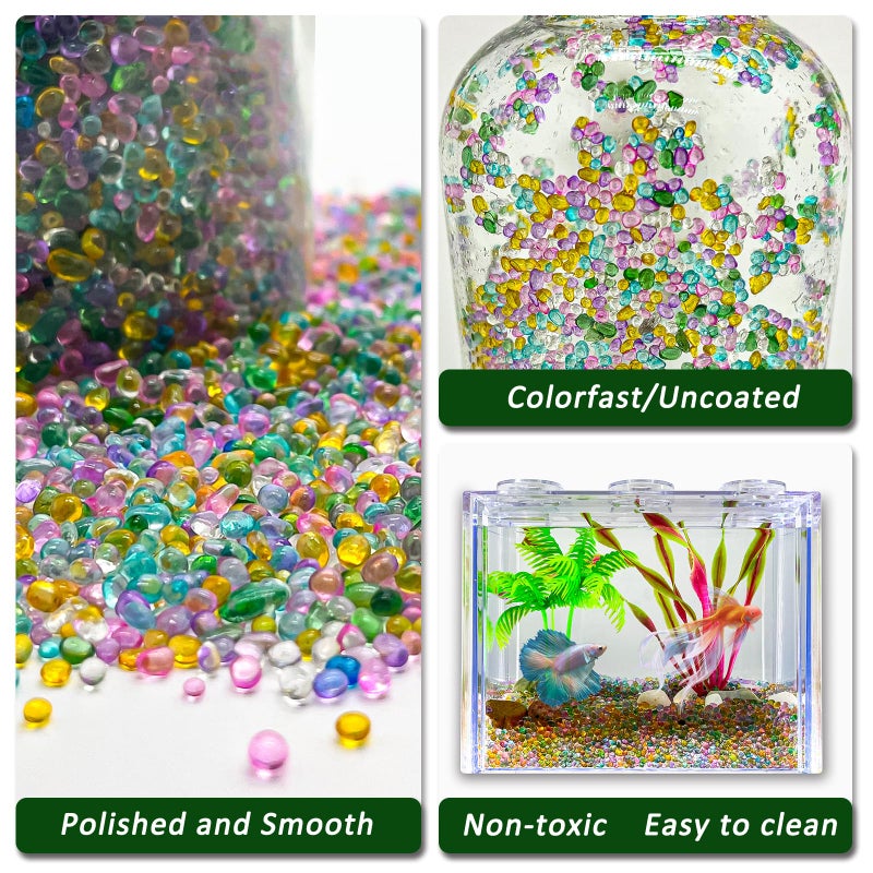 BXI 2.2 Lbs Small Aquarium Substrate Gravel Sand, Polished Smooth Fish Tank Gravel, Colorfast Uncoated Vibrant Blue Sea Glass, Decorative Stones for Vase Fillers, Fairy Garden, Potted Plants - Image 3