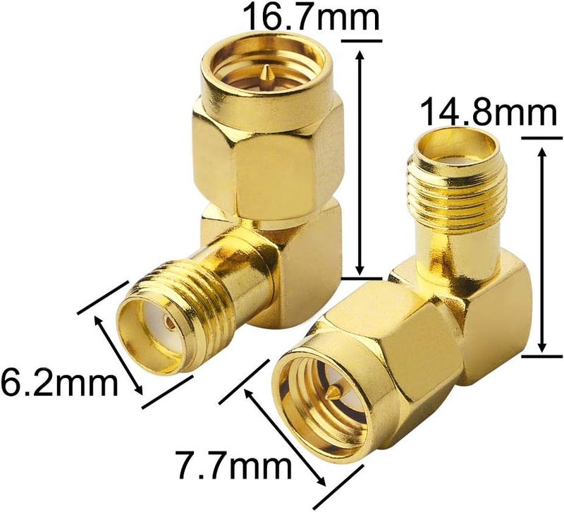 onelinkmore SMA Male to Female Right Angle 90-Degree Adapter Gold Plated Contacts Pack of 4…… - Image 3