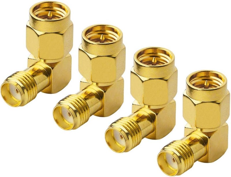 onelinkmore SMA Male to Female Right Angle 90-Degree Adapter Gold Plated Contacts Pack of 4…… - Image 1