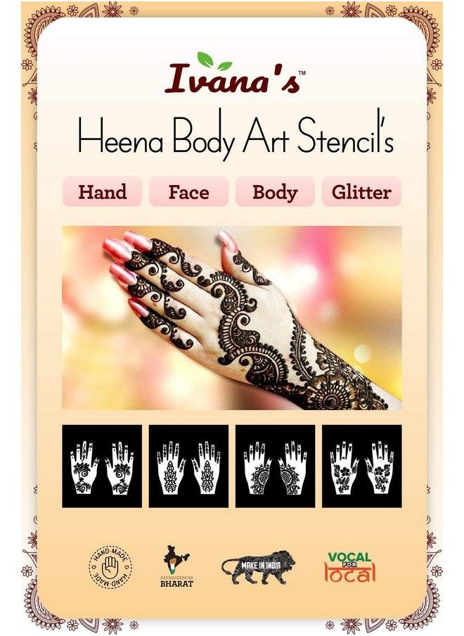 ivana's - Heena Mehandi Tatto Stencil Set For ; Hand ; Body ; Fingure ; Face ; Heena Art Temporary Tatto For Kids Girls & Women Design Tatto22 Black M - Image 1