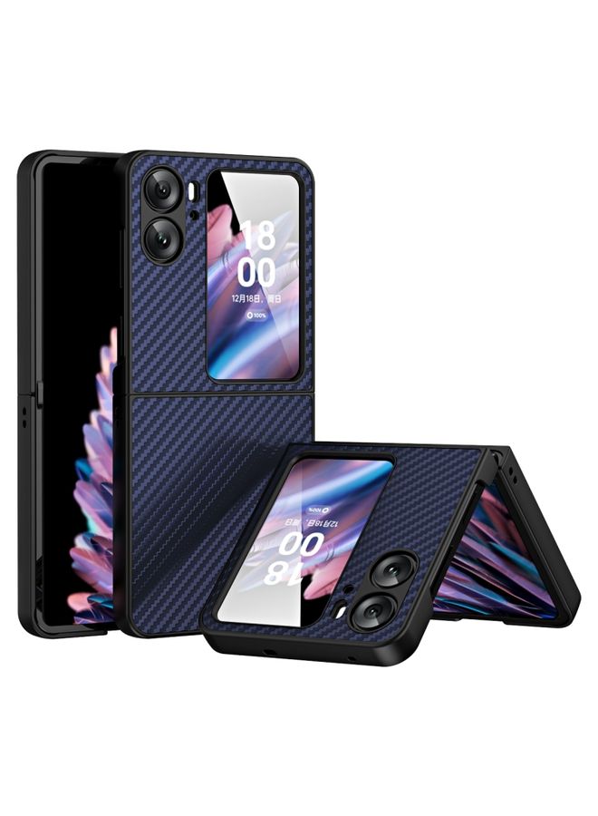 HuHa Case Cover For OPPO Find N2 Flip Integrated Composite Carbon Fiber Pattern Phone Case Blue