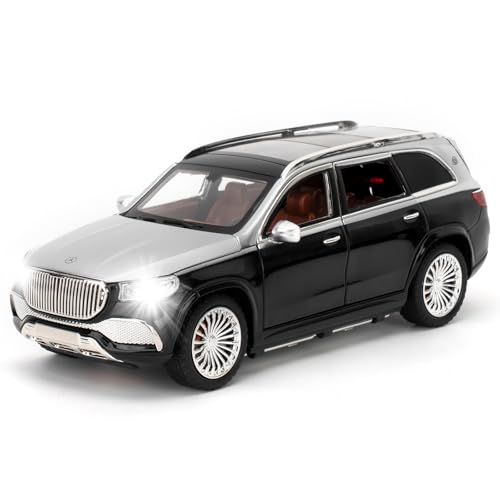 LOVEPOSELY 124 AMG GLS600 Diecast Car Model Collectible Zinc Alloy Toy Car with Lights and Sounds Pull Back Vehicles Toy for Adults Kids Birthday Gifts Decoration Silver - Image 1