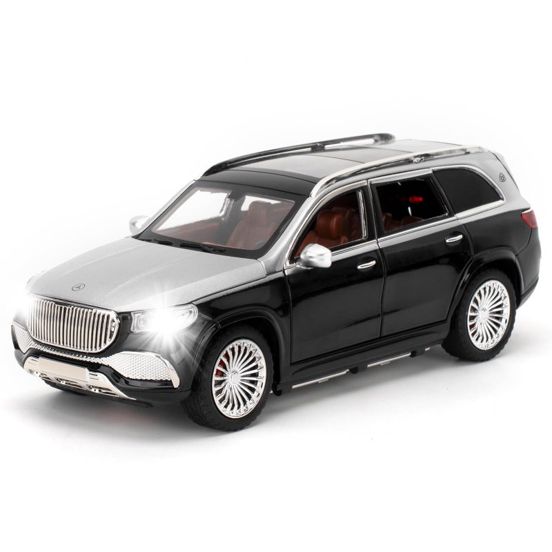 LOVEPOSELY 124 AMG GLS600 Diecast Car Model Collectible Zinc Alloy Toy Car with Lights and Sounds Pull Back Vehicles Toy for Adults Kids Birthday Gifts Decoration Silver - Image 3