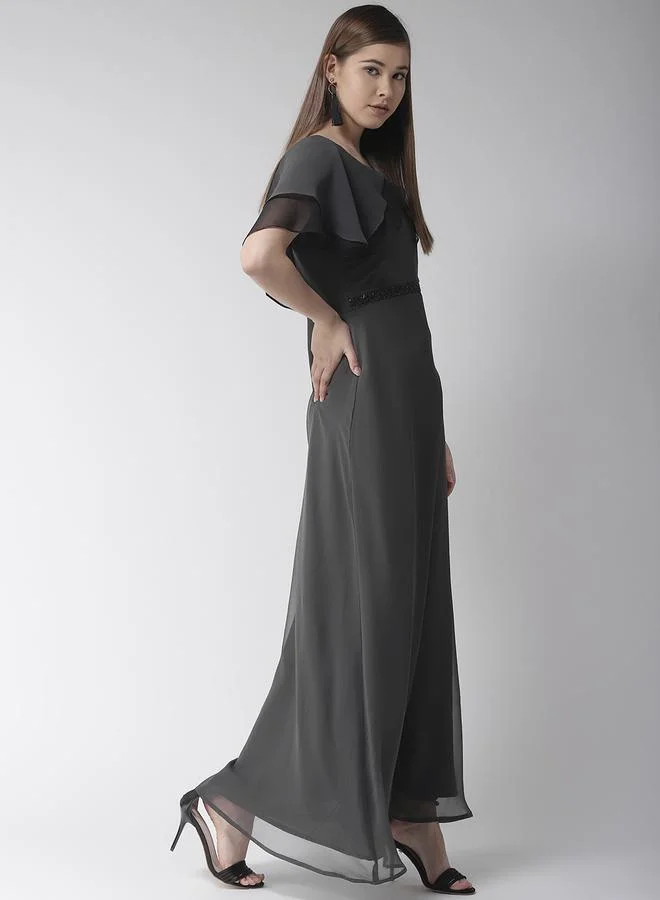 ميش Solid Georgette A-Line Maxi Dress with Cape Sleeve by Styli
