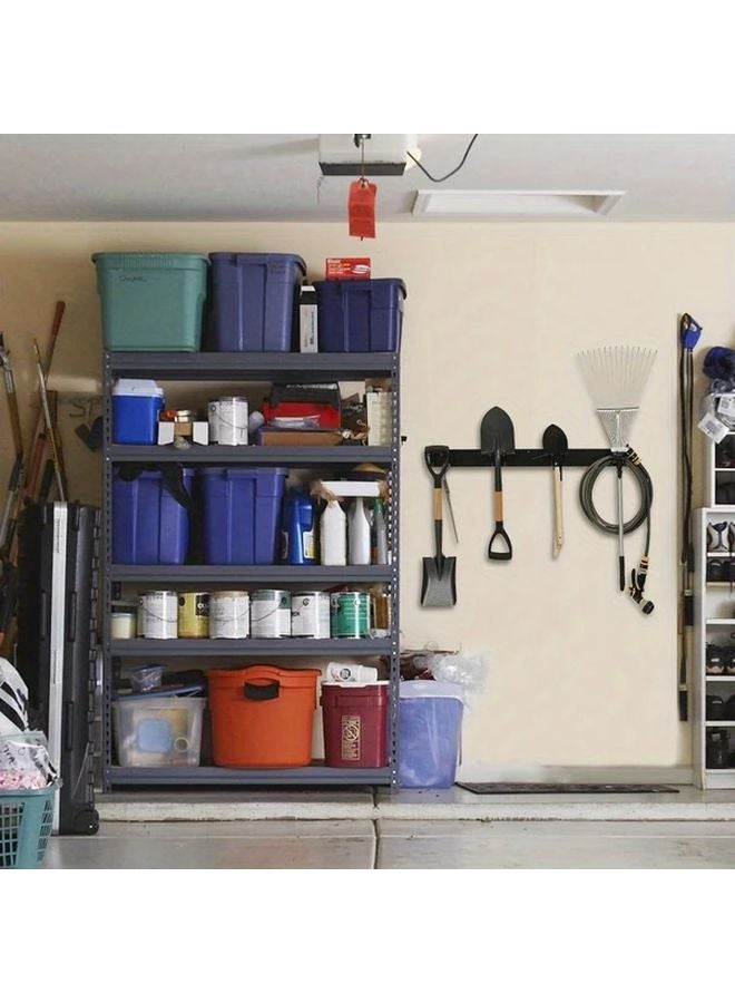 منظم أدوات ثقيل مثبت على الحائط بلون أسود بفتحتين، رف تخزين متين للجراج والحديقة - Image 5