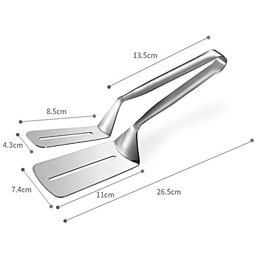 AOOSY 304 Steak Clamps, 3-in-1 Cooking Tong, Double Sided Spatula, 10 Inch Multifunctional Stainless Steel Food Flipping Spatula Tongs Clip for Bread Hamburger BBQ Meats Pizza Pies Bread Fish - Image 2