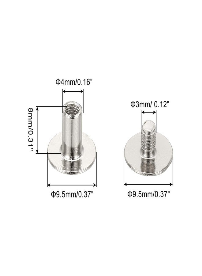 PATIKIL Chicago Screws, 50 Sets M4x8mm Carbon Steel Nickel Plated Chicago Screw Phillips Binding Post Screw Rivets for Leather Belt Scrapbook Photo Albums, Silver - Image 2