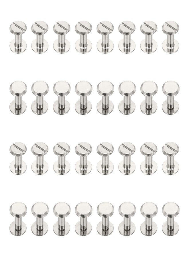 PATIKIL Chicago Screws, 50 Sets M4x8mm Carbon Steel Nickel Plated Chicago Screw Phillips Binding Post Screw Rivets for Leather Belt Scrapbook Photo Albums, Silver - Image 1