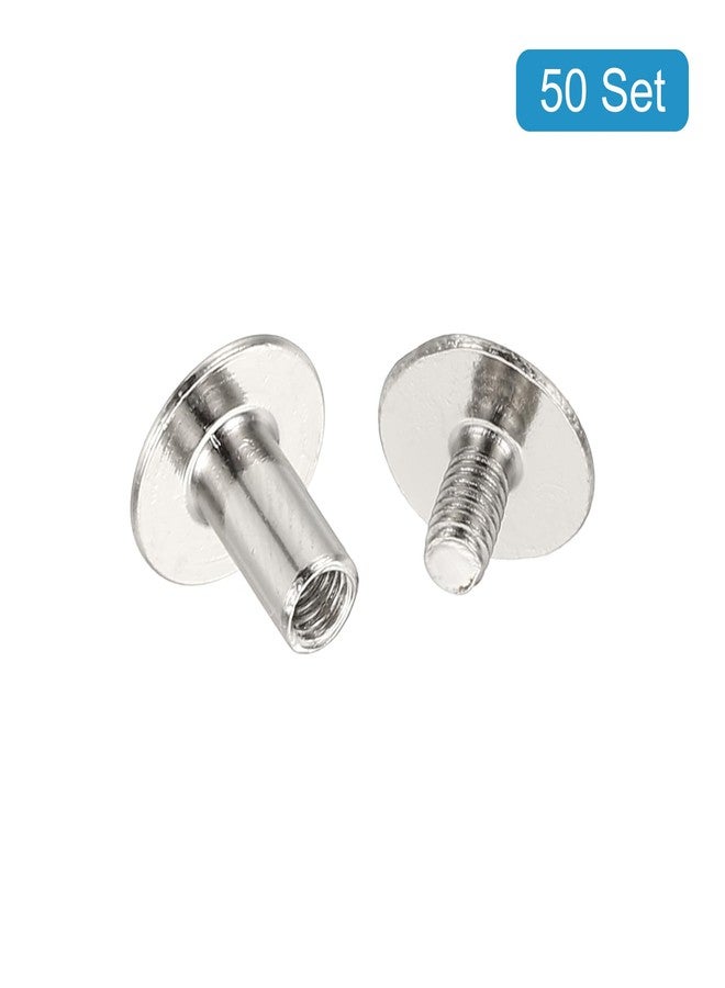 PATIKIL Chicago Screws, 50 Sets M4x8mm Carbon Steel Nickel Plated Chicago Screw Phillips Binding Post Screw Rivets for Leather Belt Scrapbook Photo Albums, Silver - Image 3