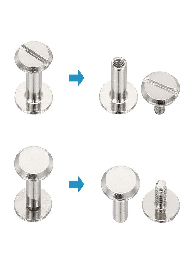 PATIKIL Chicago Screws, 50 Sets M4x8mm Carbon Steel Nickel Plated Chicago Screw Phillips Binding Post Screw Rivets for Leather Belt Scrapbook Photo Albums, Silver - Image 4