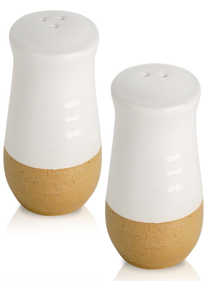 Hasense طقم رشاشات ملح وفلفل من هاسينس، رشاشة ملح سيراميك بيضاء لسطح المطبخ، رشاشات فلفل لطيفة، طقم رشاشات توابل قابل لإعادة التعبئة لسطح المطبخ، ديكور مطبخ ريفي - Image 1