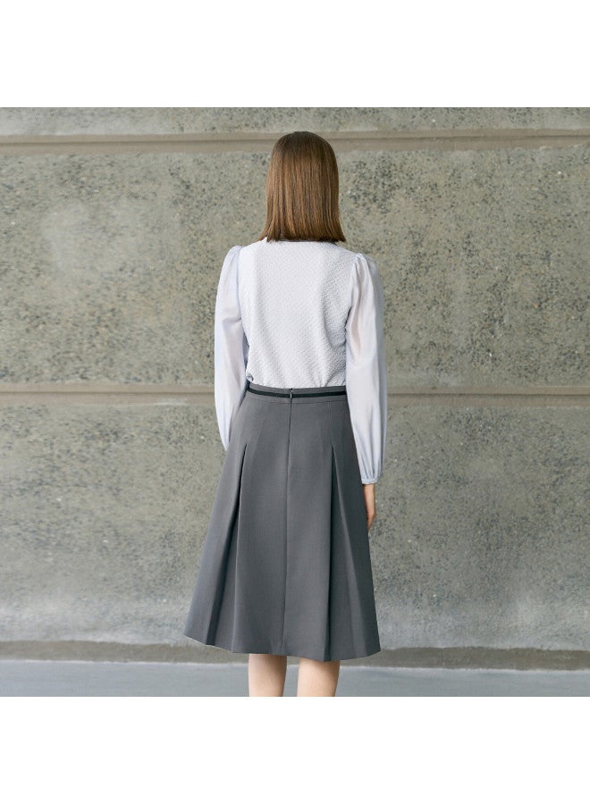 Yanyee Premium Long Sleeve Shirt For Women  Early Autumn Design Short Slim Fit Elegant Top Gray XL - Image 2