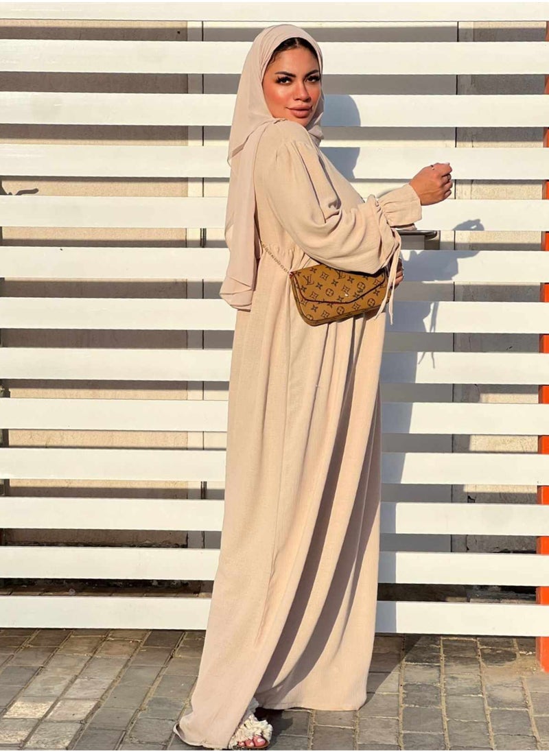 Puritopia - Beige Dress With Chain - Image 1