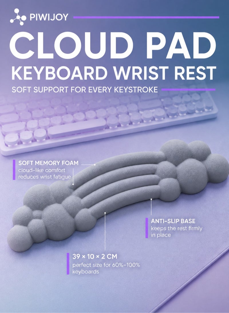 PIWIJOY مسند معصم لوحة المفاتيح Cloud Pad من الإسفنج الذكي الناعم - رمادي - Image 1