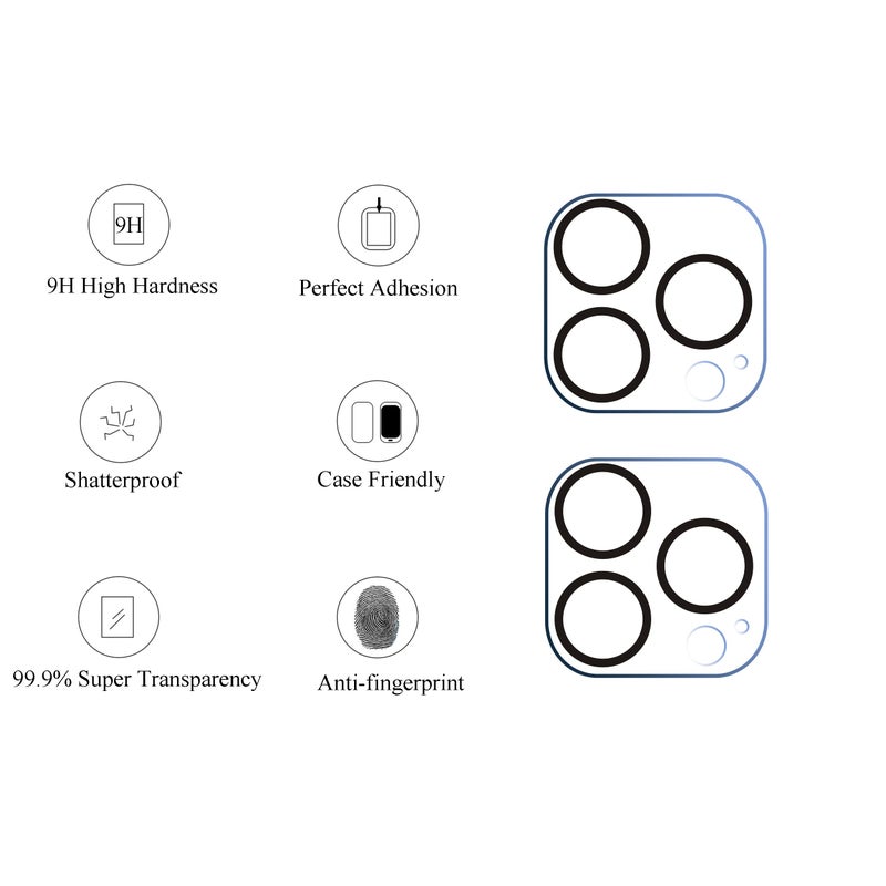 Ailun Camera Lens Protector for iPhone 13 Pro & iPhone 13 Pro Max,Tempered Glass,9H Hardness,Ultra HD,Anti-Scratch,Easy to Install,Case Friendly [Does not Affect Night Shots][2 Pack] - Image 2