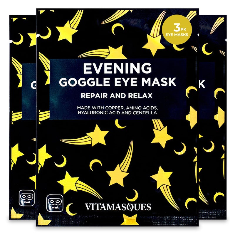Vitamasques Under Eye Mask, 3-Pack Ultra-Revitalizing Goggle Mask, Korean Skin Care, Hydrates & Smooths Fine Lines & Tired Looking Under Eyes - Hyaluronic Acid & Centella - Image 1