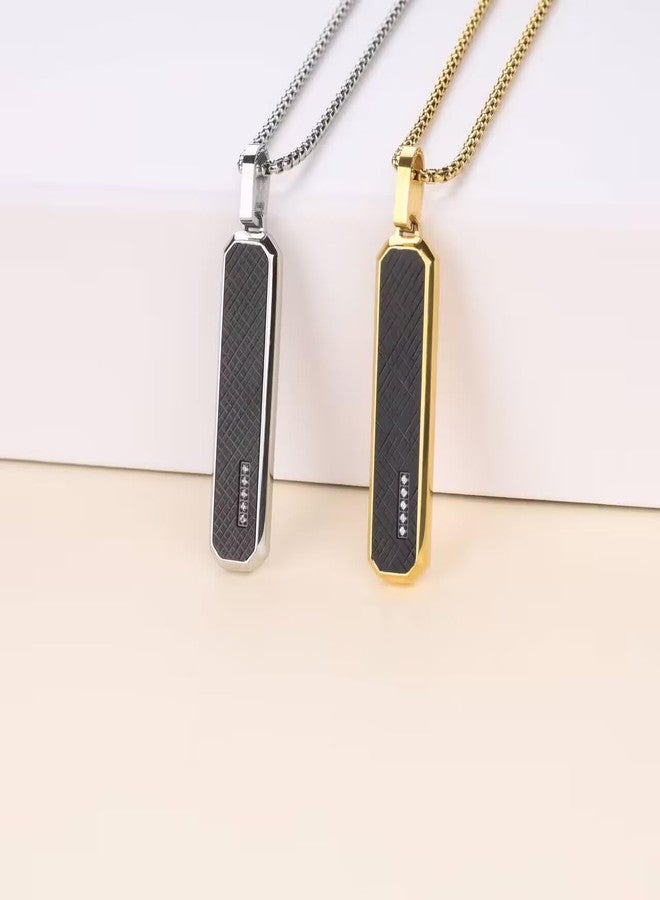 GAVU Gold-Plated Men's Necklace with Black Stainless Steel Dog Tag Pendant 50 cm - Image 5