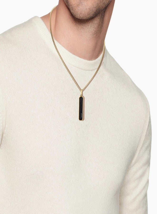 GAVU Gold-Plated Men's Necklace with Black Stainless Steel Dog Tag Pendant 50 cm - Image 2