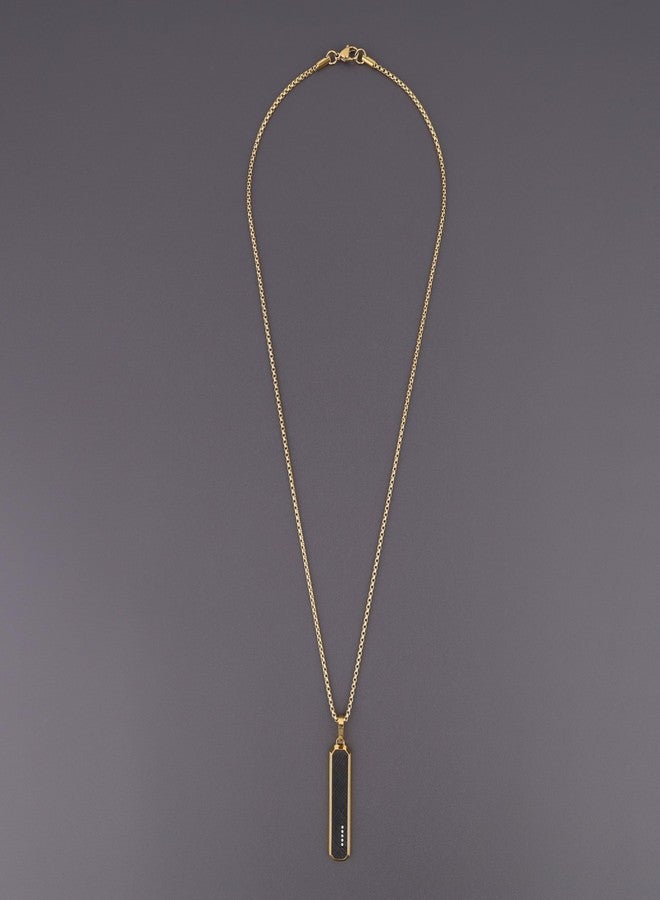 GAVU Gold-Plated Men's Necklace with Black Stainless Steel Dog Tag Pendant 50 cm - Image 4