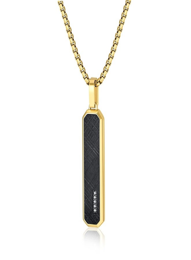 GAVU Gold-Plated Men's Necklace with Black Stainless Steel Dog Tag Pendant 50 cm - Image 1