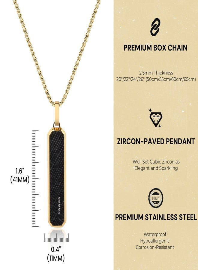GAVU Gold-Plated Men's Necklace with Black Stainless Steel Dog Tag Pendant 50 cm - Image 3