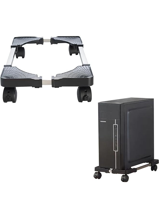 Beauenty - Adjustable Movable Base Telescopic Computer Tower Stand With 4 Locking Universal Wheels Universal Mobile Cpu Stand For Gas Cylinder Mini Fridge Flowerpot Water Dispensers - Image 1