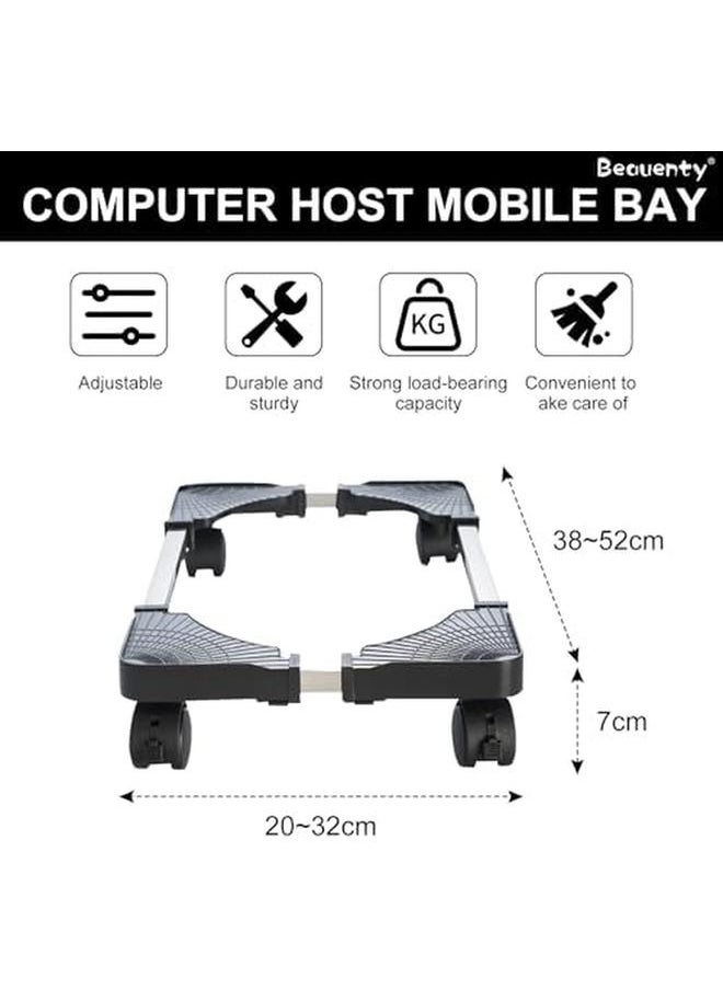 Beauenty - Adjustable Movable Base Telescopic Computer Tower Stand With 4 Locking Universal Wheels Universal Mobile Cpu Stand For Gas Cylinder Mini Fridge Flowerpot Water Dispensers - Image 1