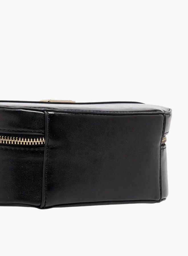 Flora Bella By Shoexpress Women's Solid Crossbody Bag with Zip Closure and Detachable Strap